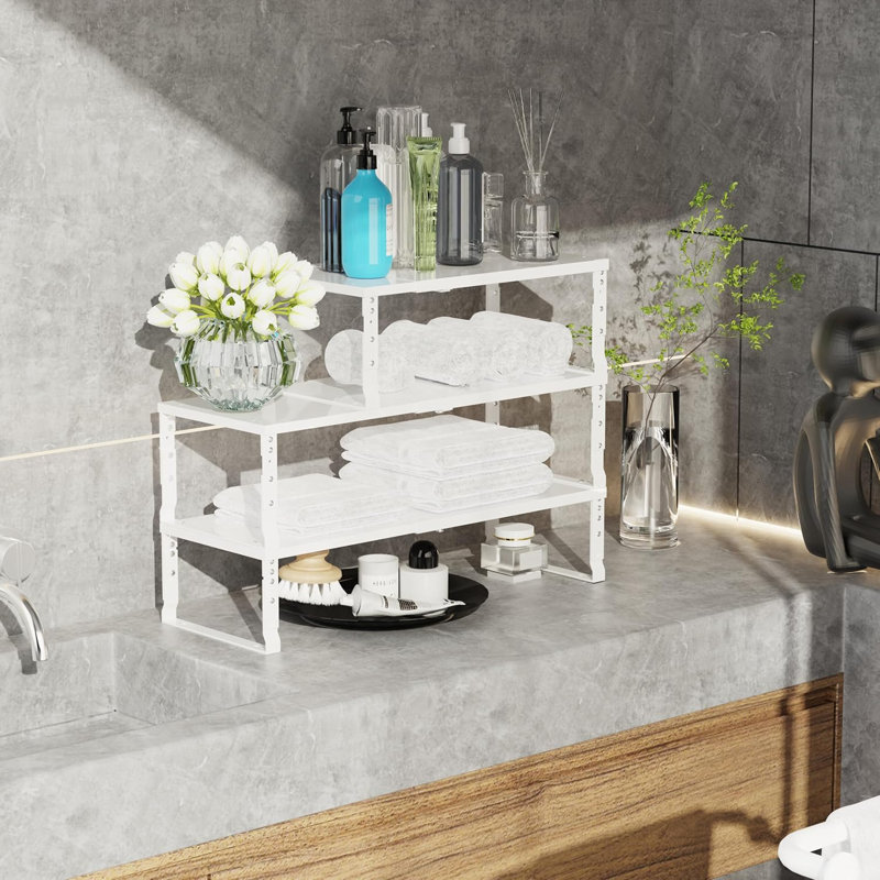 Étagère à épices extensible et empilable pour armoire de cuisine, tablette de comptoir réglable pour rangement de comptoir, garde-manger, armoire, salle de bain et chambre à coucher