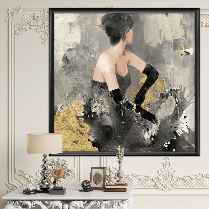 «Gold Fashion Dance», reproduction sur toile encadrée, H 30 po x l 30 po x P 1 po, Cadre noir