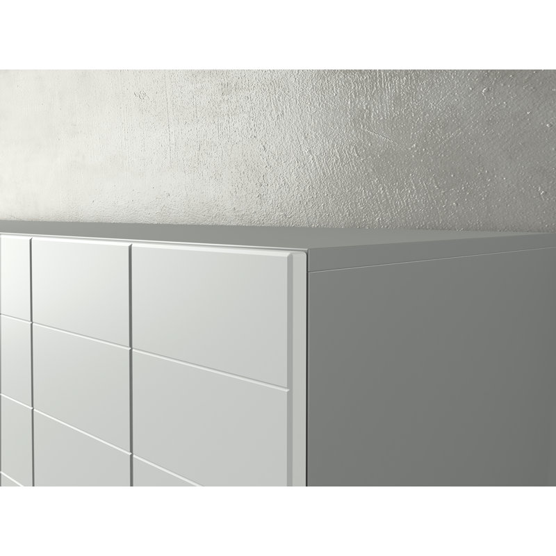 Florenz 220cm Sideboard, Dark Concrete/White
