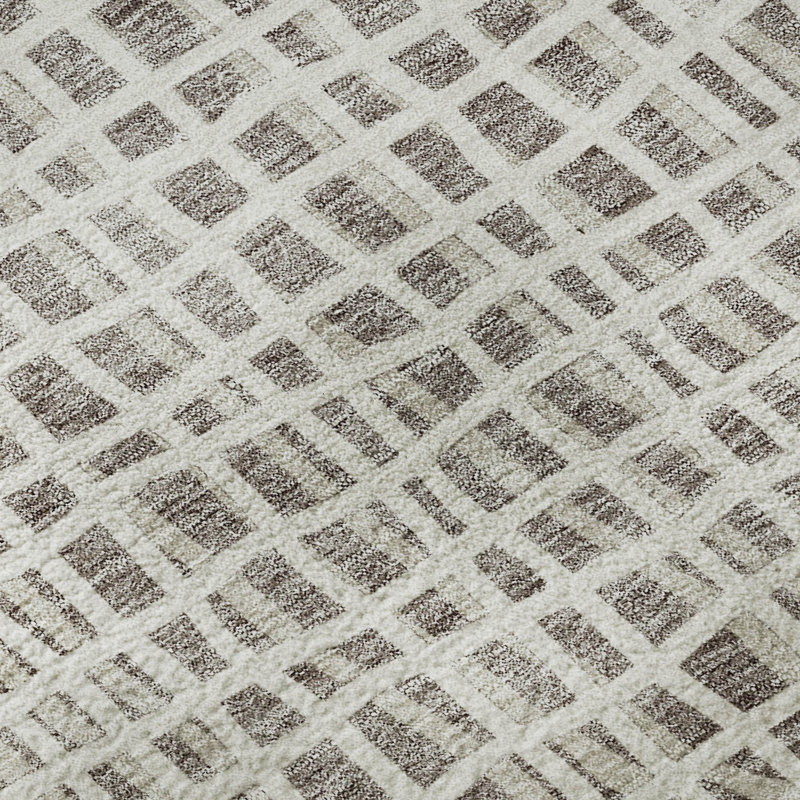 Tapis taupe Prisco lavable à la machine de qualité supérieure, Rectangle 10 pi x 14 pi