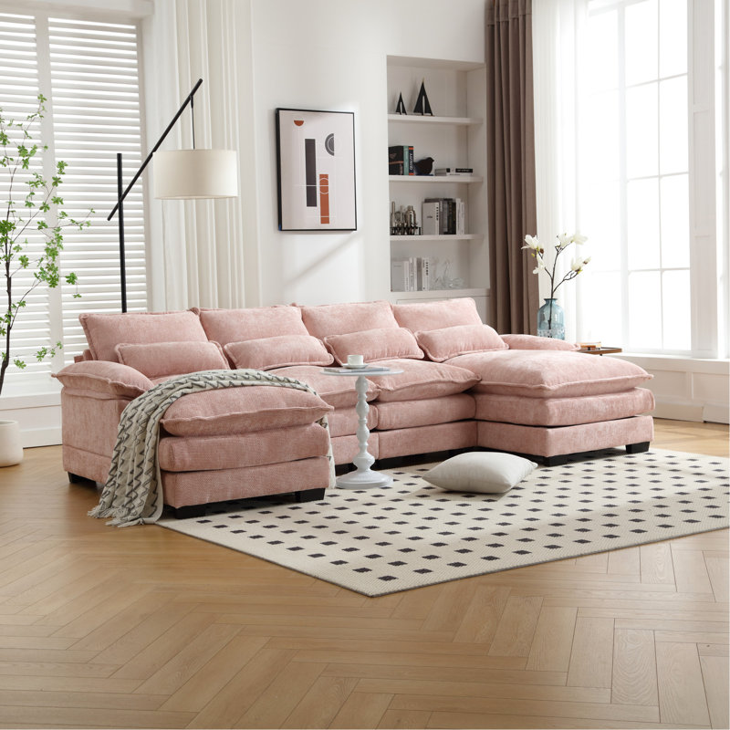 Chenille à la mode avec une éponge confortable et un dossier solide en mousse spacieuse, Rose