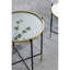 Ensemble de 2 tables d'appoint en fer doré et noir avec plateau en verre, L: P18 x 23,5 po: P 16 x 20 po