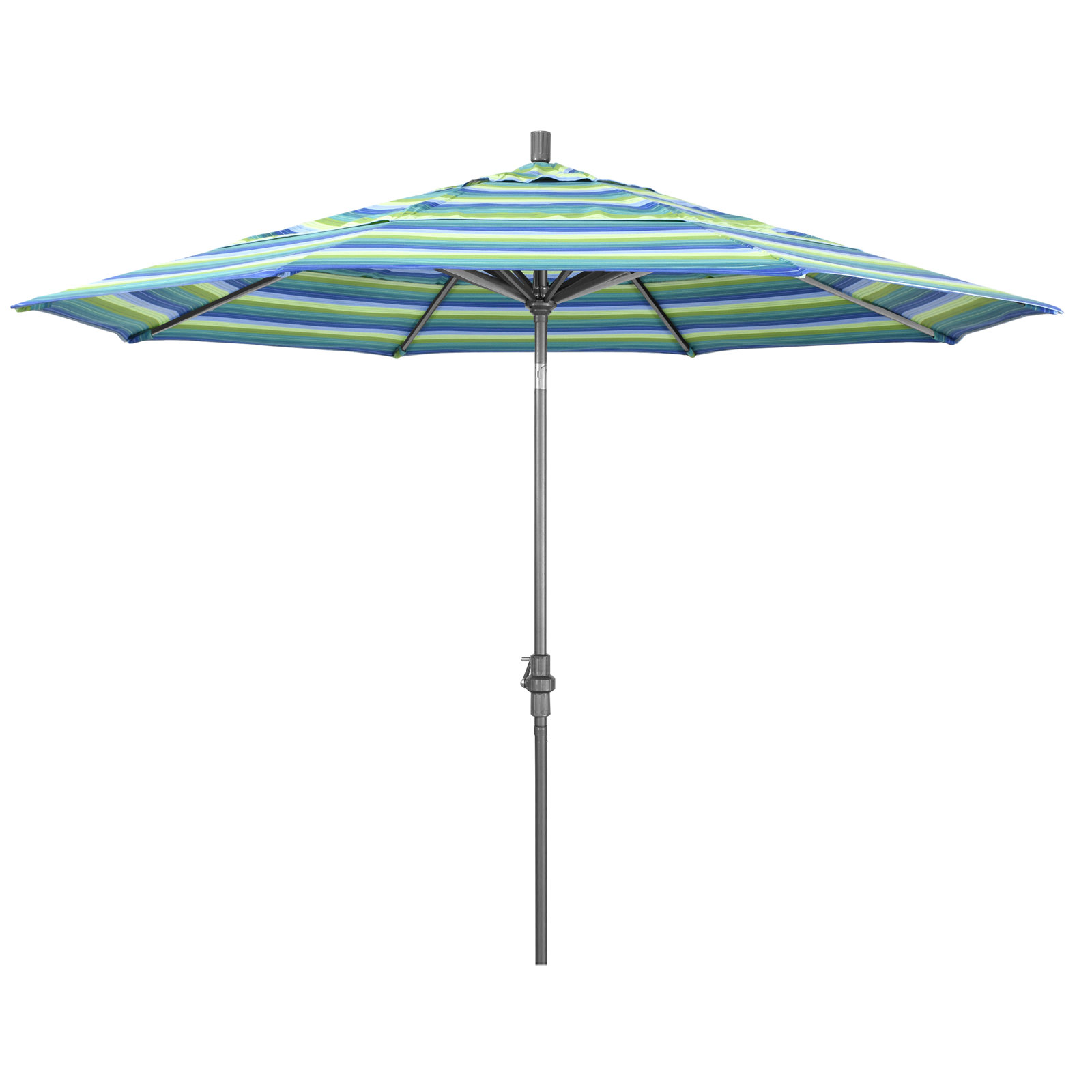 Broadmeade 132'' Sunbrella® Outdoor Umbrella, Seville Seaside Stripe Sunbrella®, Hammertone Gray