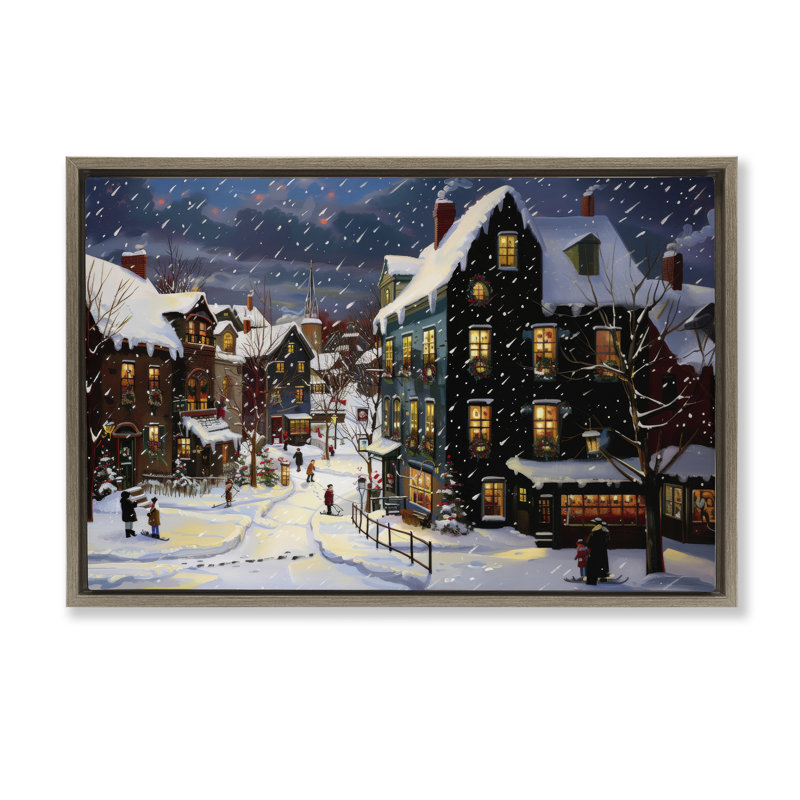 Toile «Frozen Urban Charm» par Lazar Studio, Cadre flottant orme Montalcino, H 17 po x l 25 po