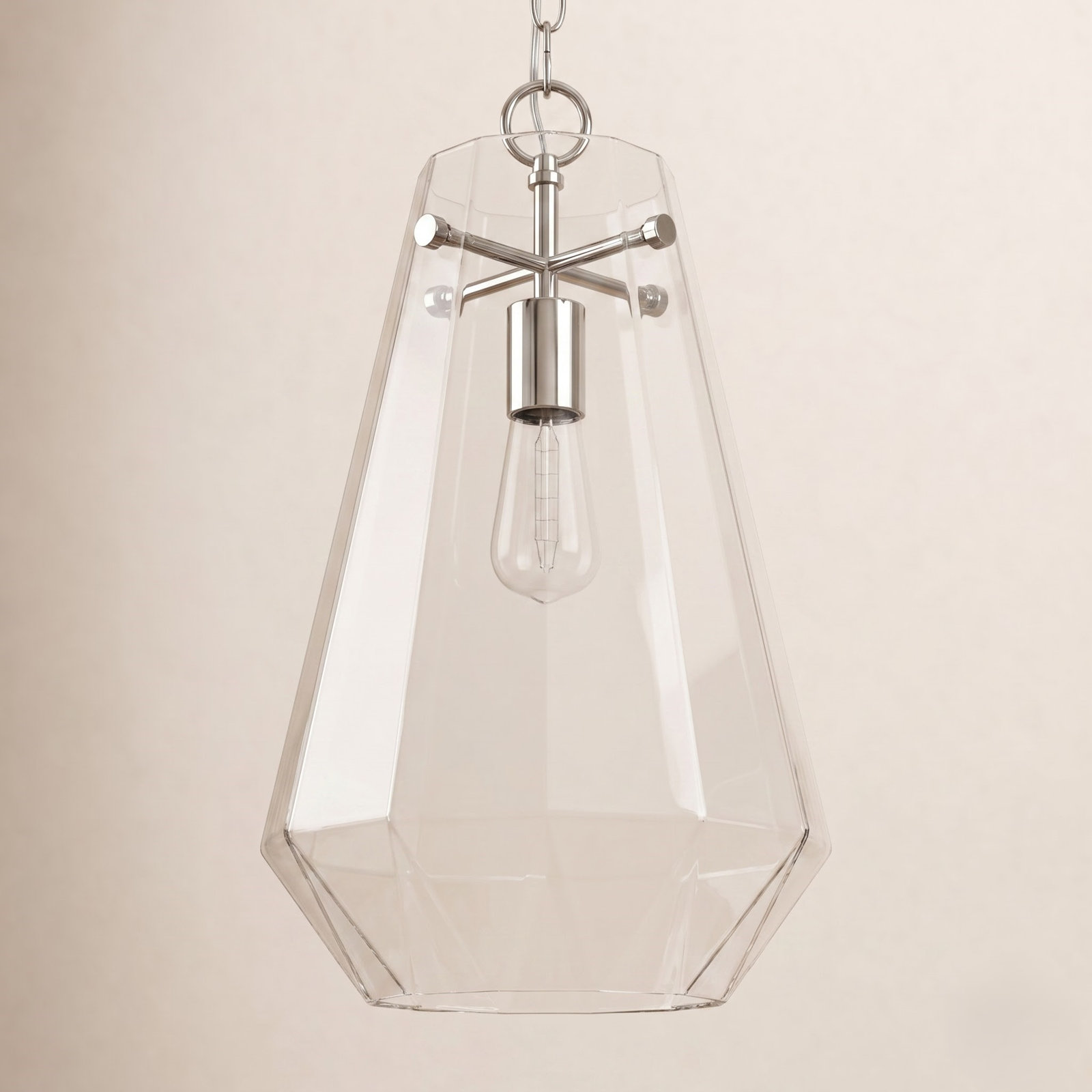 Single Light Glass Dimmable Pendant, Brushed Nickel