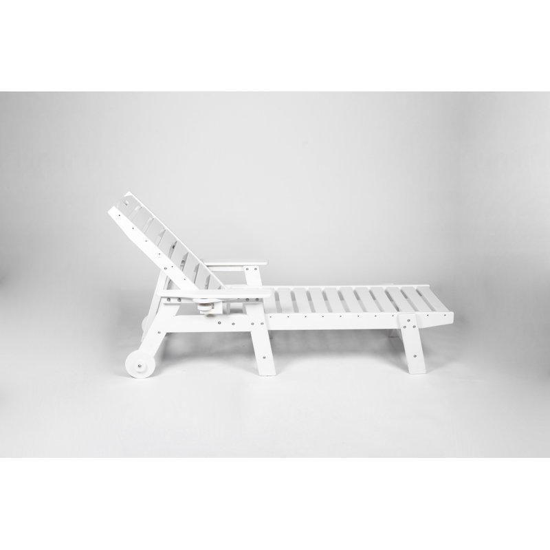 Chaise longue avec table d'appoint, Blanc