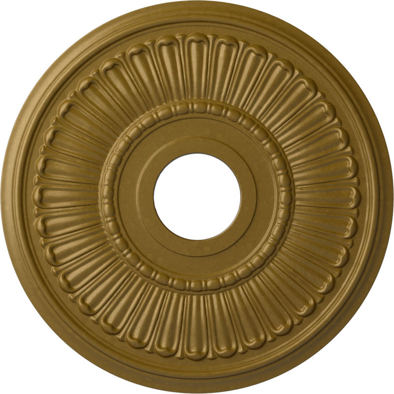 Endurathane Melonie Ceiling Medallion, 16"OD x 3 5/8"ID x 3/4"P (Fits Canopies up to 6 3/8"), Hand-Painted Gold Finish, Gold