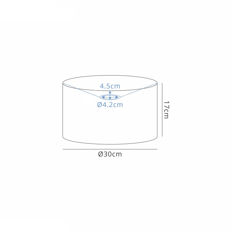 Cotton Drum Lamp Shade, Grey, 17cmH x 30cm W x 30cm D
