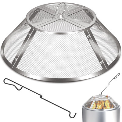 Pare-étincelles pour foyer individuel, feu de camp, acier inoxydable 304 de 19,5 pouces, pare-étincelles amovible pour les feux de la cour arrière, le camping et le rôtissage de guimauve