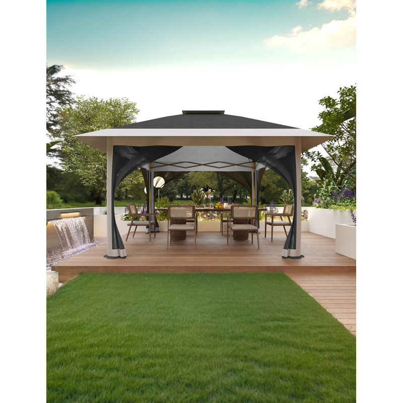 12 pi. L 12 pi. D Pop-up en métal, Gris, H 126 po x l 156,7 po x P 156,7 po