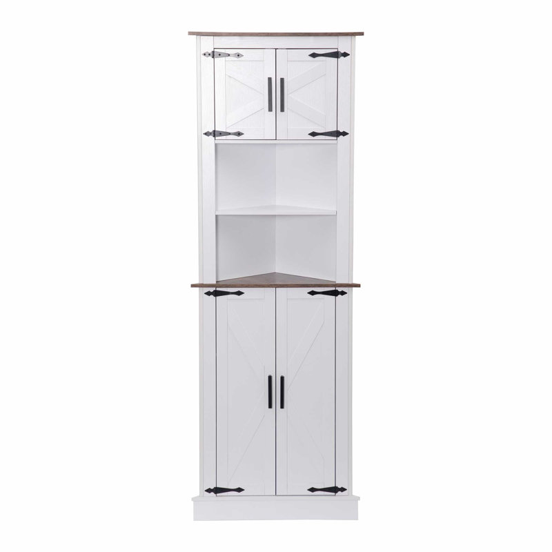 67.7'' Tall Farmhouse Corner Cabinet with Open Shelf