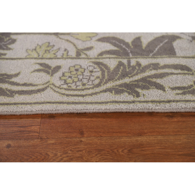 Tapis carré gris en laine noué à la main de conception unique 7 pi 6 po x 7 pi 10 po New Age