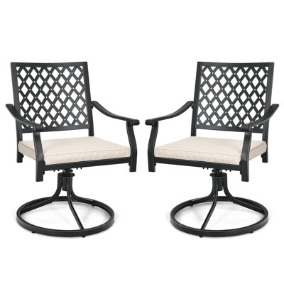 Kumail Swivel Outdoor Patio Dining Armchair with Cushion