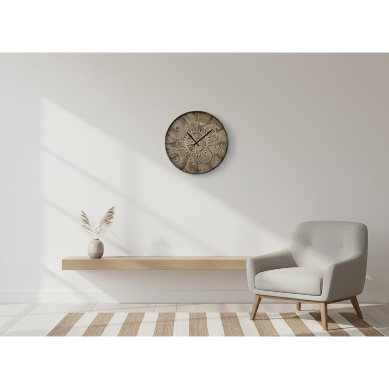 Clocks, 20" Round, Wall Clock, Brown, Transitional