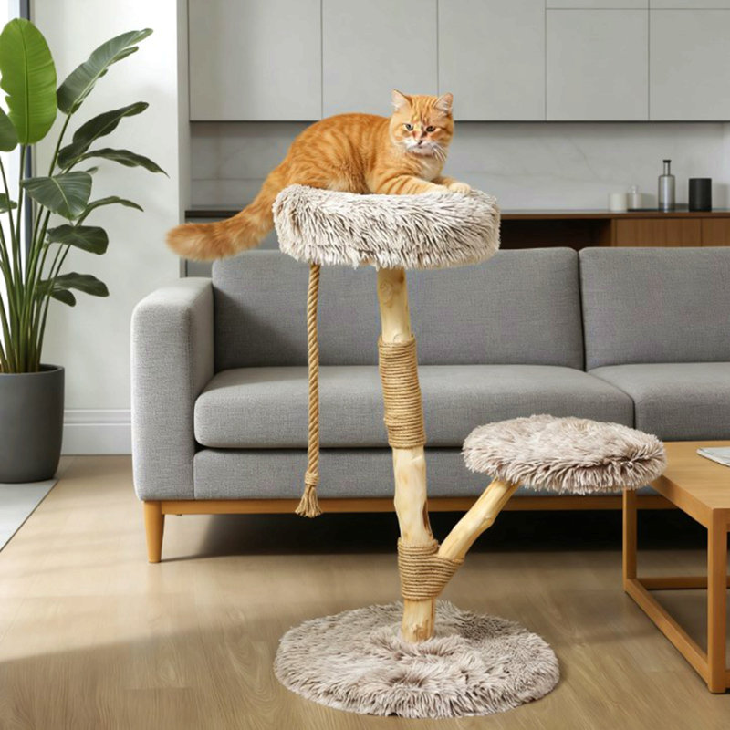 Arbre à chat, arbre à chat pour chats d'intérieur avec poteaux à griffer en bois