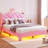 Crown-Style Velvet Upholstered Platform Storage Bed with LED Light Kids Bedroom Furniture-1770923304-1770923301