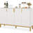 59.74" Luxury White & Gold Buffet Sideboard Cabinet With Storage & Geometric Doors-1180856929