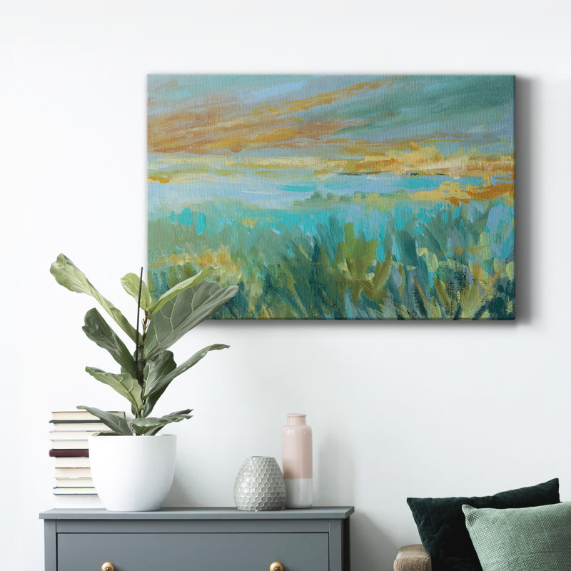 Grassy Beach - peinture sur toile tendue, H 32 po x l 48 po x P 1 po