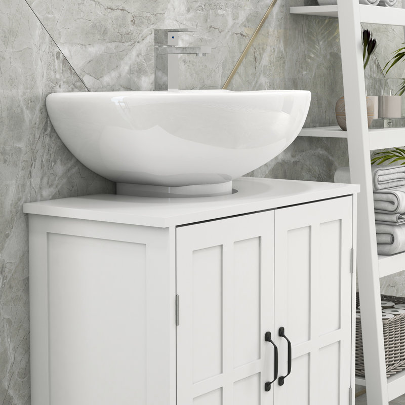 Commode de salle de bain à tablette ajustable, blanche, pour un espace organisé et un rangement élégant