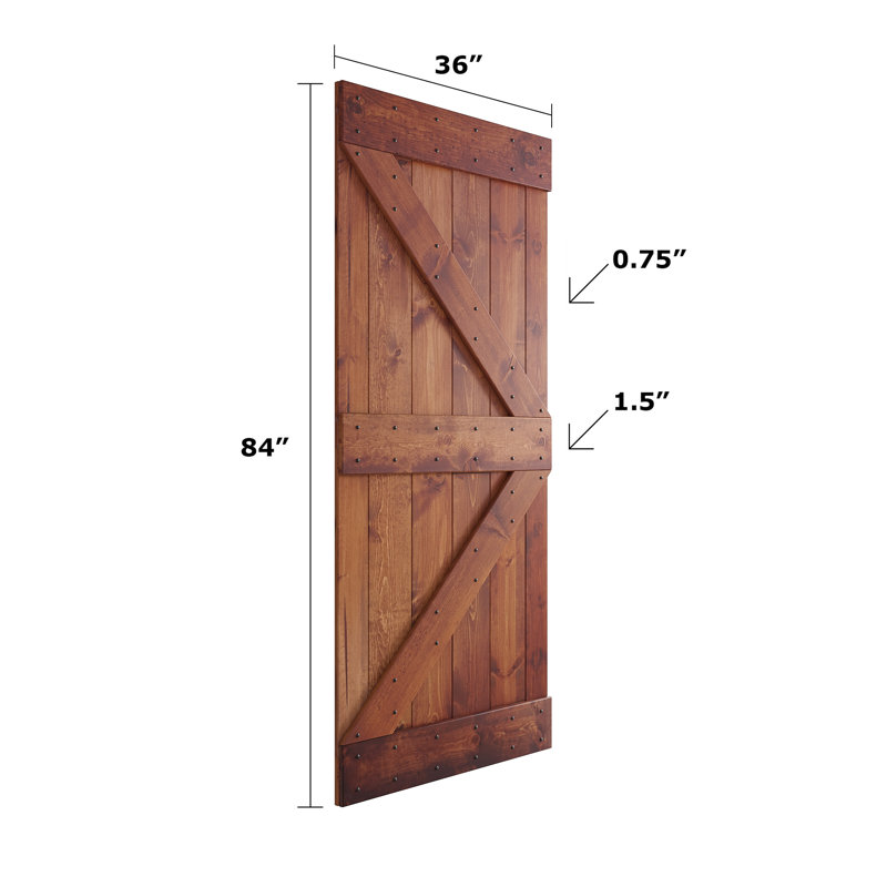 Porte de grange coulissante double K Series, 72 po x 84 po, Noyer rouge
