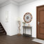Console demi-lune en métal beige Polson 36 po x 15 po x 32 po