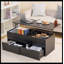 Table basse à plateau relevable avec tables centrales de rangement, compartiment caché et 2 tiroirs, table de canapé pour le salon