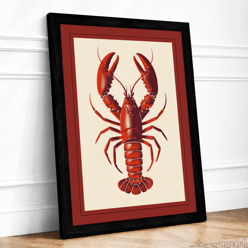 Crimson Lobster Botanical - Print, A2 - 59.4 x 42.0 cm, Black