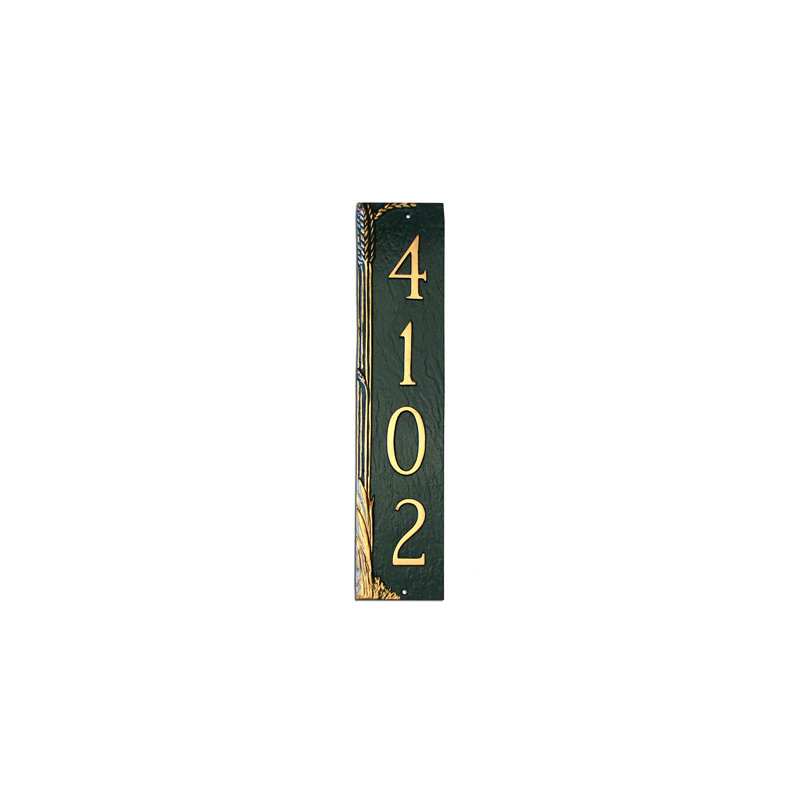 Wheat 4-Line Lawn Address Sign, Hunter Green/Gold