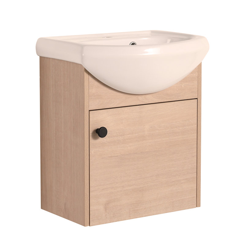 Petit meuble-lavabo de 18 po avec lavabo en céramique, fixation murale