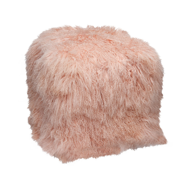 Square Pouf, Blush Genuine Leather