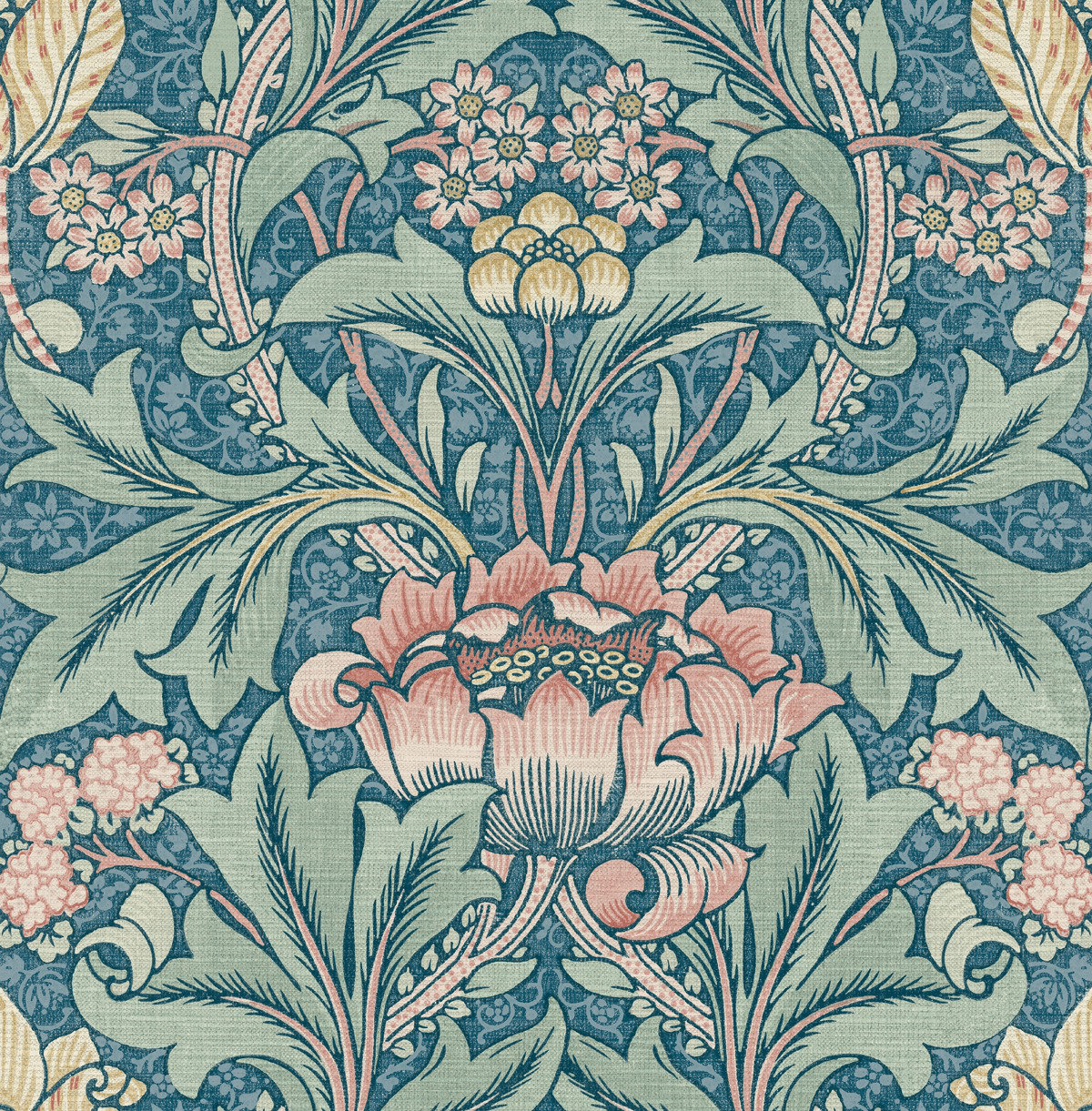 Rihanon Wallpaper Roll, Denim/Sage
