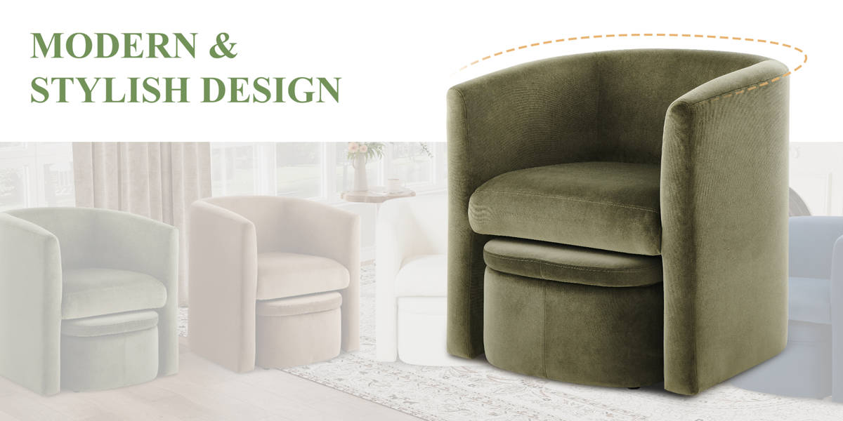 Braedin Upholstered Accent Chair & Storable Ottoman, No Assembly Required