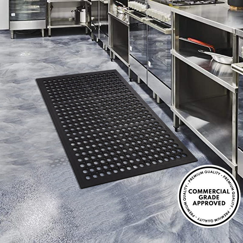 Black Rubber Anti-Fatigue Mat for Indoor/Outdoor Use, 24 x 36 Inches