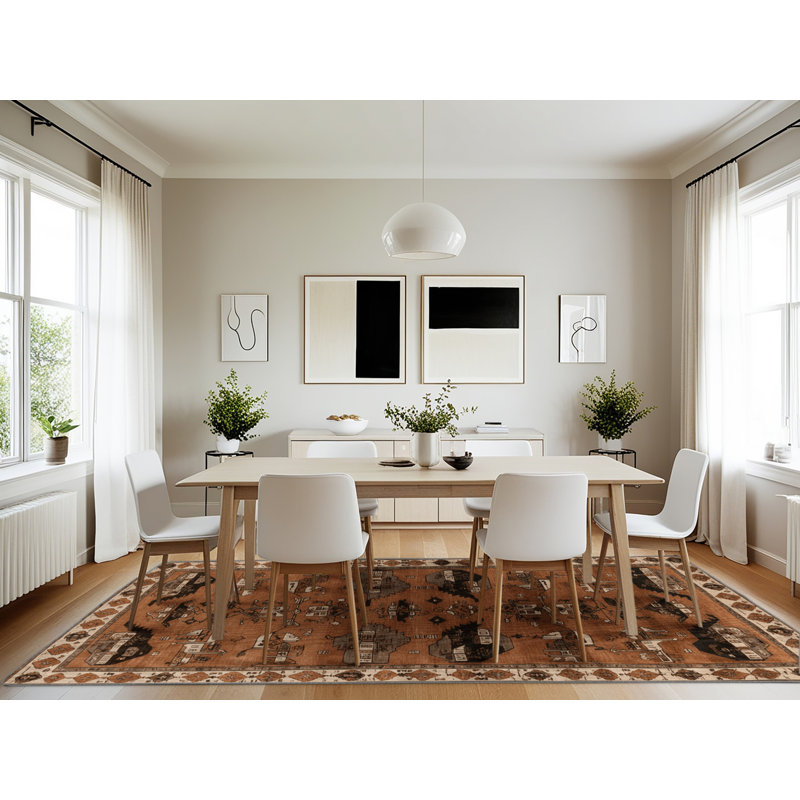Machine Washable Turkish Brown Area Rug, Rectangle 7' x 10'