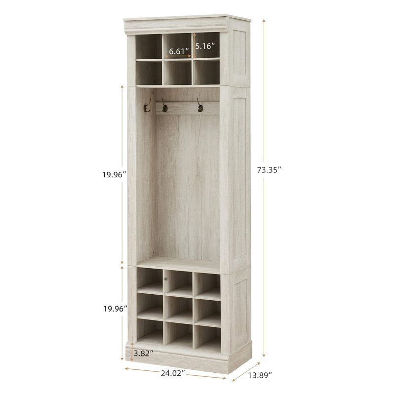 Armoire à chaussures, armoire de rangement pour chaussures avec portemanteau, Gris