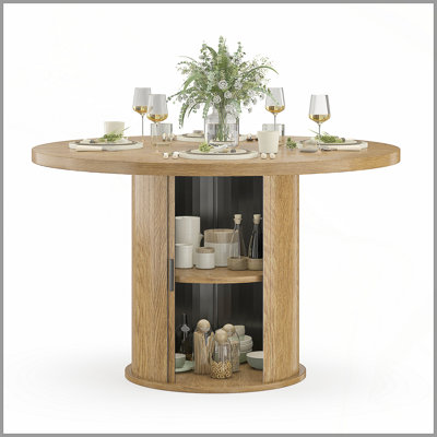 Table de salle à manger ronde 43 po pour 4 personnes, petite table de cuisine en bois avec base en métal robuste, table de salle à manger ronde moderne pour salle à manger, assemblage facile