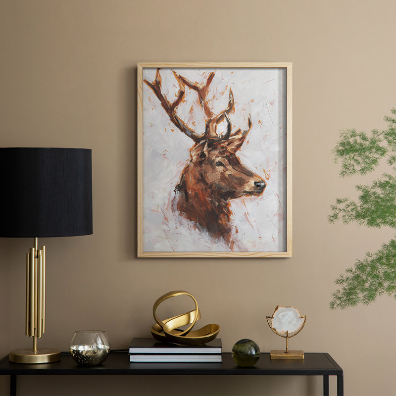 «Stag Study II», reproduction encadrée - bois massif, H 11 po x l 9 po
