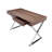 Alexa Contemporary Walnut Wood top Writing Desk with Polished Steel/Metal X-Base and 2 Storage Drawers-33064782
