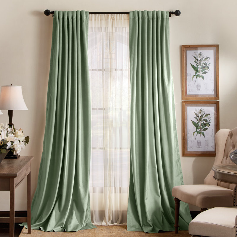 Paire de rideaux occultant avec passe-tringle Lucca, L 50 po x L 95 po, Vert Loden