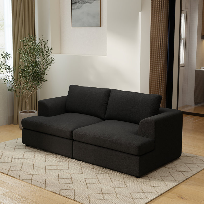 Canapé modulaire Upholstered Boucle, Black