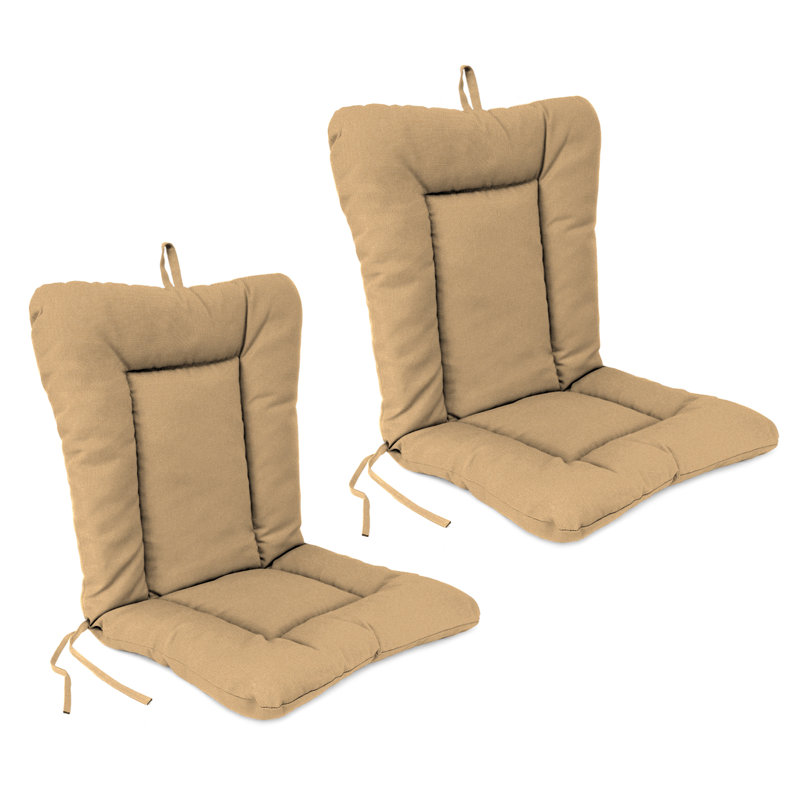 21" x 38" Veranda Hunter Solid Outdoor Chair Cushion with Ties and Hanger Loop (Set of 2), Brown