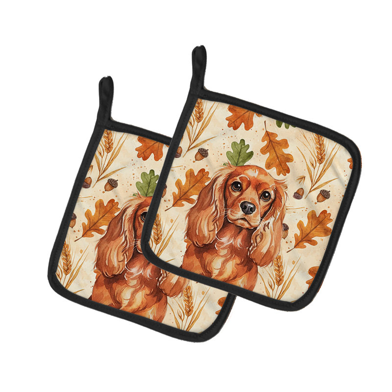 Paire de supports à casseroles Ruby English Toy Spaniel Heirloom Fall
