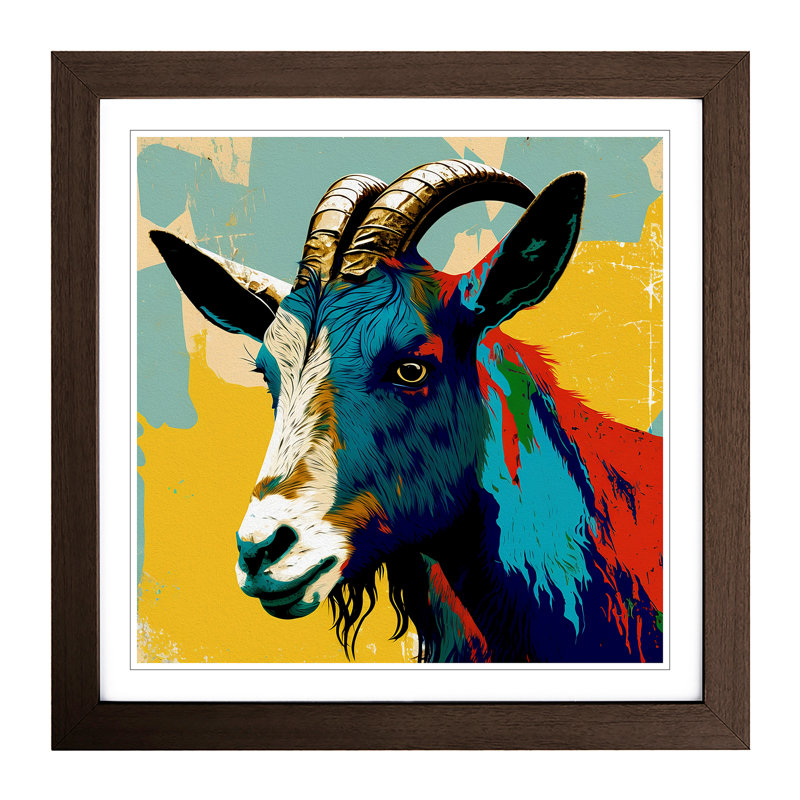 Goat Pop Art - Framed Print, Walnut