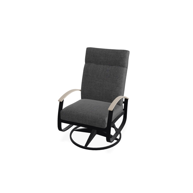 Chaise de patio pivotante avec coussins Askar, Noir texturé, Tissage uni ardoise coulée Sunbrella®, Désert P60