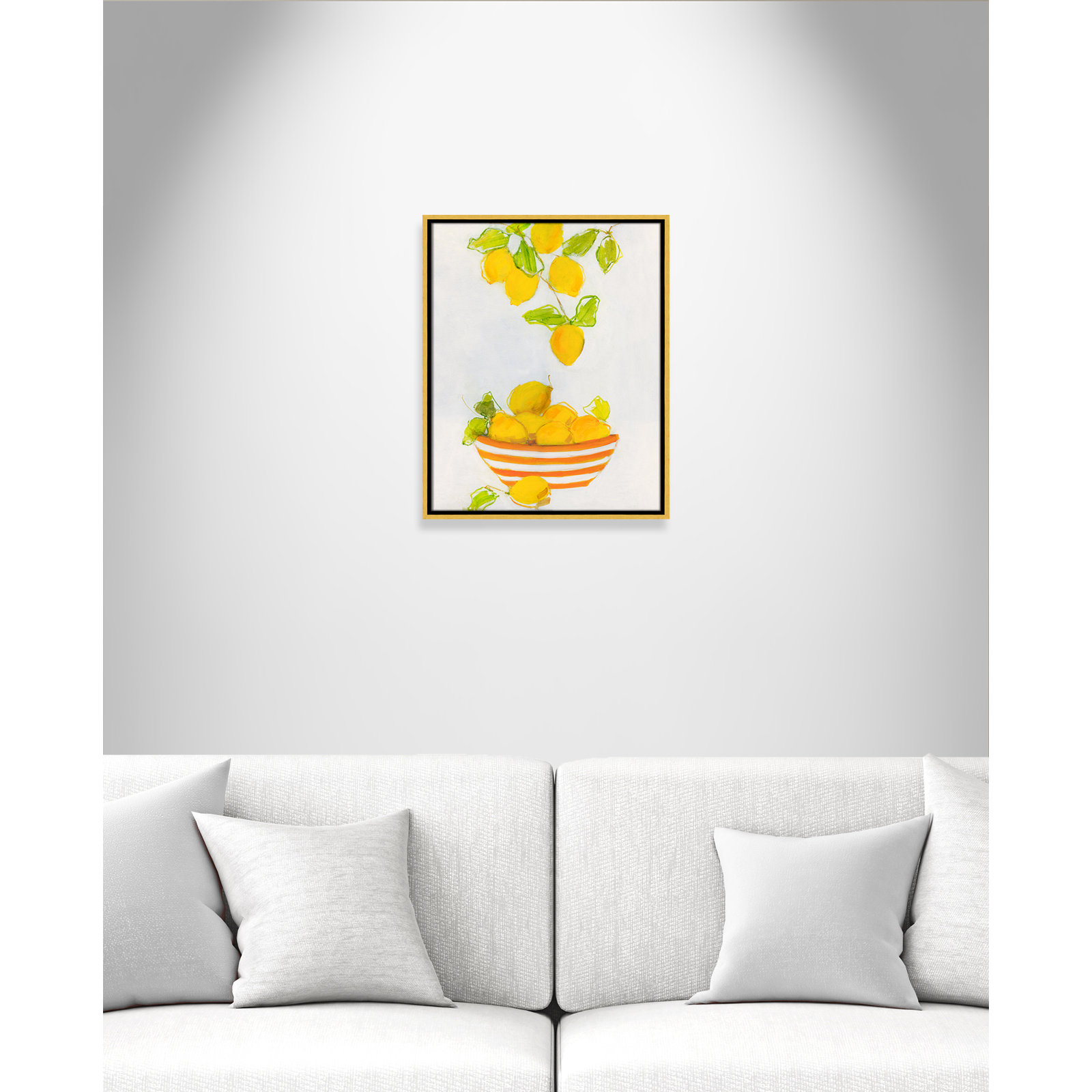 Darcy "Lemonlicious" Painting by Sally Swatland, 21.5" H x 17.5" W x 2" D, Gold Framed Canvas