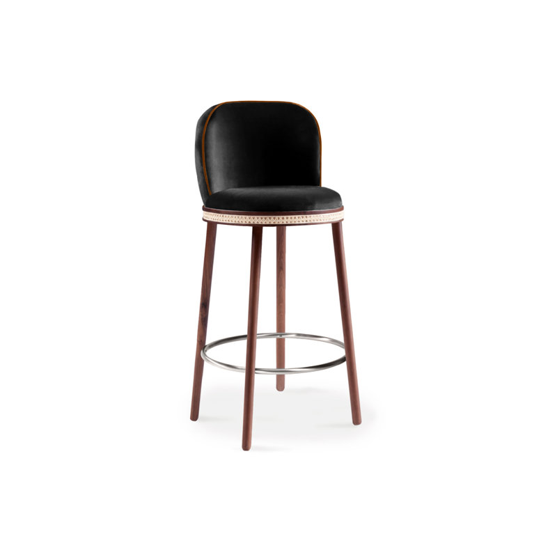 Alma Counter & Bar Stool, Black, Polished Nickel, Bar Stool (30" Seat Height)