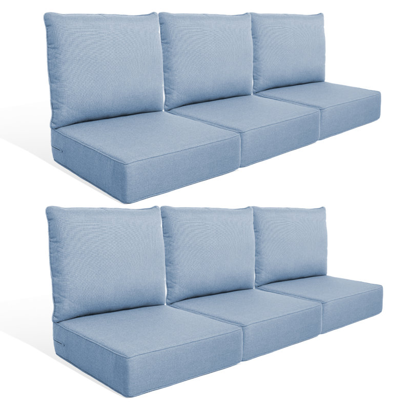 Coussin de siège / dossier de remplacement pour l'extérieur 6 po, 6, L 22 po x P 24 po, Bleu pâle