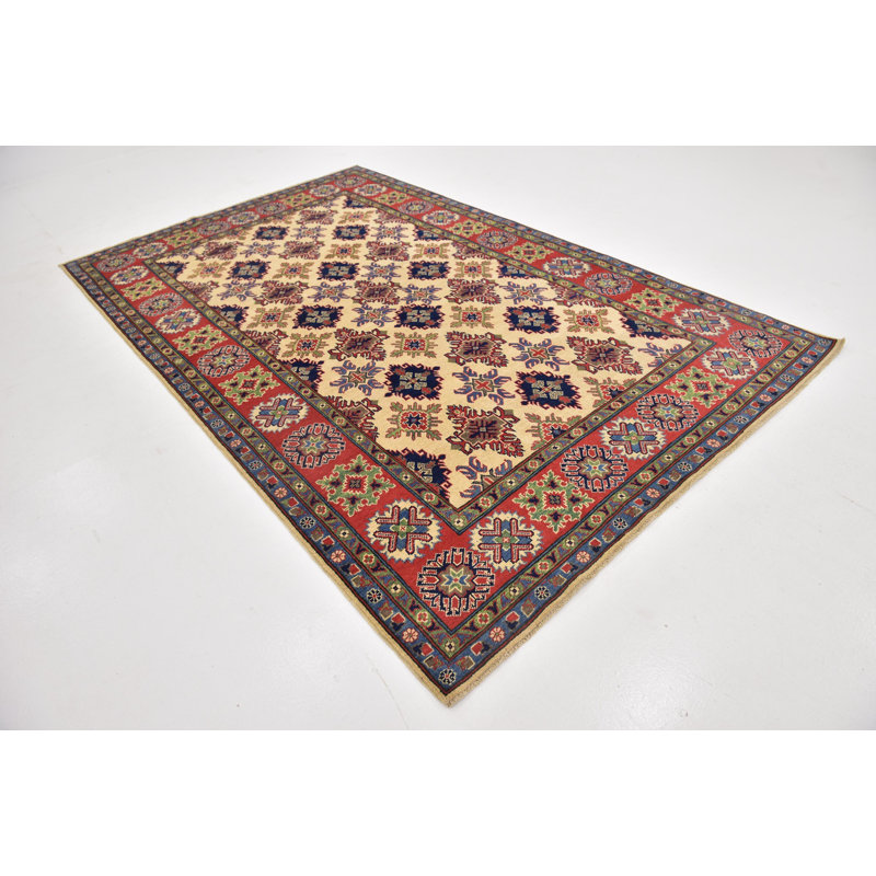 Tapis de surface en laine rouge 6 pi 6 po x 10 pi 5 po one-of-kind main-noué la new age Alayna