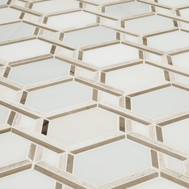Crown Lattice Geometric 12 in. x 13 in. Polished Marble Mosaic Floor and Wall Tile