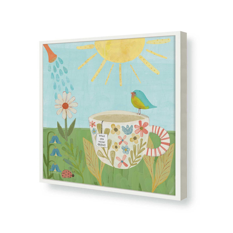 «Spring Tea» par Katie Doucette, reproduction d'art, L 20 po x H 20 po, Impression encadrée, Blanc